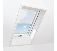 Fenêtre de toit avec store transparent blanc, PVC, Ropal, R4/7, 55x78 cm, couleur intérieur Blanc, couleur extérieur gris signalisation (RAL 7043)