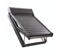 Fenêtre de toit avec volet roulant, PVC, Roto Q4, 55x78 cm, couleur intérieur Blanc, couleur extérieur gris signalisation (RAL 7043)