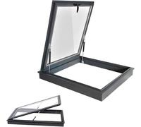 Fenêtre de toit en aluminium écoénergétique 85 x 75 cm pour grenier, sous-sol et véranda. Design ventilé gris pour un maximum de lumière du jour et de confort