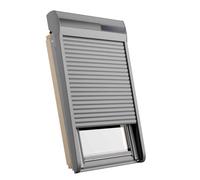 Fenêtre de toit en bois avec volet roulant, RoofLite+ made by Velux Group, Slim Pine, 55x78 cm, couleur intérieur Pin, couleur extérieur anthracite