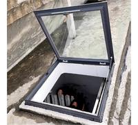 Fenêtre de toit inclinée en aluminium pour toit plat - Couverture de terrasse pour véranda, sous-sol, lumière du jour, porte, 80 x 80 cm, isolation phonique, bonne ventilation