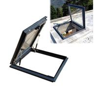 Fenêtre de toit manuelle de 76 x 84 cm pour toits plats/inclinés, revêtement en aluminium imperméable, ventilation et lumière naturelle, parfait pour les greniers et les espaces de vie.