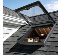 Fenêtre de Toit Manuelle Double Vitrage Aluminium, Lucarne Ouvrante avec Vérin, Trappe de Toit Ventilée for Grenier Sous-sol Véranda, Toit Plat ou Incliné(Open 80°,31"x37"/78.7x94cm)