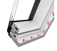 Fenêtre de toit motorisée, PVC, Roto Q4, 55x78 cm, couleur intérieur Blanc, couleur extérieur gris signalisation (RAL 7043)