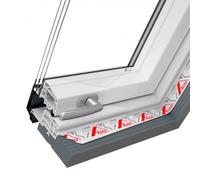 Fenêtre de toit motorisée, PVC, Roto R6, 54x78 cm, couleur intérieur Blanc, couleur extérieur gris signalisation (RAL 7043)
