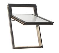 Fenêtre de toit ouverture par projection, Bois, RoofLite+ made by Velux Group, Solid Pine, 55x78 cm, couleur intérieur Pin, couleur extérieur similaire gris anthracite