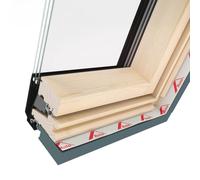 Fenêtre de toit triple vitrage, Bois, Roto Q4, 55x78 cm, couleur intérieur Pin, couleur extérieur similaire gris anthracite