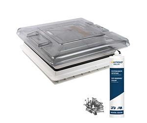 Fenêtre de toit Vent 50 Chrystal de Fiamma - 50 cm x 50 cm - Avec mastic d'étanchéité Dekalin et vis