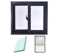 Fenêtre de ventilation coulissante grise insonorisée double couche en verre trempé pour petit espace (73 x 50 cm)