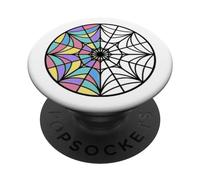 Fenêtre du mercredi coloré rond vitrail Web fenêtre PopSockets PopGrip Interchangeable