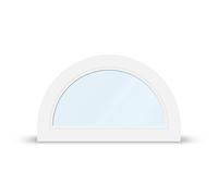 Fenêtre en arc, PVC, 90x60 cm ou sur mesure, blanc, 1 vantail, fenêtre fixe, avec isolation thermique, configurer individuellement