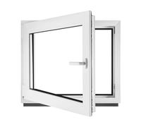 Fenêtre en PVC blanc vitrage triple 4/10/4/10/4 - LxH 120 x 55 cm d'ouverture Gauche Toutes les tailles 1200 x 550 mm Oscillo-battant 1 vantail - BauPlaza