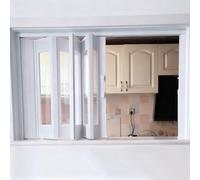 Fenetre Fenêtre Coulissante Pliante en PVC avec Vitrage Acrylique, Porte Accordéon avec Rail Supérieur en Aluminium et Roulette en ABS(70x40cm/28x16in)