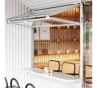 Fenetre Fenêtre de Concession Coulissante Pliante, Fenêtre de Passage de Cuisine avec Verre Trempé, Fenêtres Coulissantes Commerciales Domestiques Sans Cadre Inférieur(White,30x46in/76x117cm)