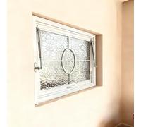 Fenetre Fenêtre de Sous-sol avec Verrou à Pêne et Barre de Support, Fenêtres à Ouverture Vers L'extérieur en Verre Ondulé, Fenêtres Domestiques pour Salle de Bain(75x70cm/29.5x27.6in)