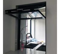 Fenetre Fenêtre de Stand de Concession Coulissante Verticale, Fenêtre de Passage de Comptoir de Bar Sans Cadre Inférieur, Fenêtres Pliantes en Aluminium pour Cuisine(Black,32x36in/81x91cm)