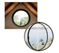 Fenêtre Fenêtre En Verre Encastrée Avec Poignée Et Cadre Alliage D'aluminium, Lunaire Rotative À Axe Central Pour Chambres/salle De Jeux/bureau/bibliothèque(Black,61 cm/24.0 in)