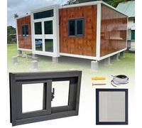 Fenêtre for Abri Et Remise, Fenêtre Coulissante Aluminium Avec Moustiquaire, Verre Trempé De Sécurité, Petite Fenêtre for Poulailler Et Sous-Sol(Dark gray,69x60cm)