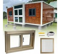 Fenêtre for Abri Et Remise, Fenêtre Coulissante Aluminium Avec Moustiquaire, Verre Trempé De Sécurité, Petite Fenêtre for Poulailler Et Sous-Sol(Champagne,63x45cm)