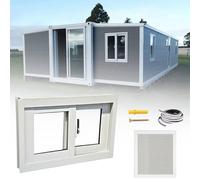 Fenêtre for Abri Et Remise, Fenêtre Coulissante Aluminium Avec Moustiquaire, Verre Trempé De Sécurité, Petite Fenêtre for Poulailler Et Sous-Sol(Blanc,95x38cm)