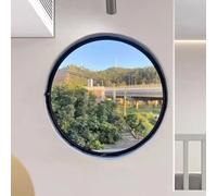Fenêtre hublot coulissante pivotante à 360°, fenêtre ronde pour abri de jardin avec cadre en aluminium et verre trempé, fenêtre à battant de remplacement avec poignée(Black,23.6in)
