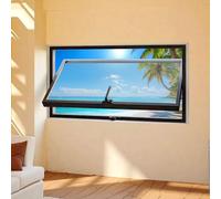 Fenêtre hublot en verre trempé,fenêtre à battant pivotante à 360° coulissante avec poignée,pour salle de bain,chambre,salon,Fenêtre de ventilation intérieure de remplacement avec poignée