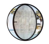 Fenêtre hublot en verre trempé, fenêtre de ventilation ronde orientable à 360° avec poignée, fenêtre de cabanon coulissante affleurante en aluminium, pour salle de bain(Black,31.5in)