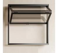 Fenêtre Intérieure Pliante à Guillotine Double - Fenêtre de Concession Aluminium avec Verre Renforcé. Coulissante Commerciale Personnalisable pour Restaurant Café(Black,WxH 40x28in/101.6x71.1cm)