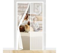 Fenetre Magnétique 100 x 180 cm Maille Ultra-Fine, Fermeture Auto Aimants, Bande Auto-Agrippante, Montage Facile Rideaux Anti Mouches pour Porte pour Porte Exterieur, Blanc