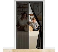 Fenetre Magnétique 100 x 180 cm Maille Ultra-Fine, Fermeture Auto Aimants, Bande Auto-Agrippante, Montage Facile Rideaux Anti Mouches pour Porte pour Porte Exterieur, Noir