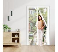 Fenetre Magnétique 59 x 304 cm Puissants Aimants, Fermeture Automatique, Sans Perçage, Anti Mouches et Insectes Magnétique Moustiquaire pour Porte pour Patio, Blanc