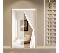Fenetre Magnétique 69 x 202 cm Puissants Aimants, Fermeture Automatique, Sans Perçage, Anti Mouches et Insectes Moustiquaire sur Mesure de Porte pour Porte Exterieur, Blanc