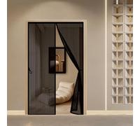 Fenetre Magnétique 69 x 227 cm Puissants Aimants, Fermeture Automatique, Sans Perçage, Anti Mouches et Insectes Moustiquaire sur Mesure de Porte pour Porte Exterieur, Noir