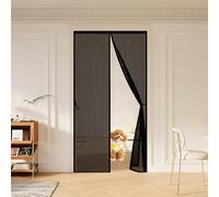 Fenetre Magnétique 69 x 240 cm Puissants Aimants, Fermeture Automatique, Sans Perçage, Anti Mouches et Insectes Moustiquaire Professionnelle pour Couloirs, Noir