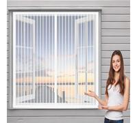 Fenetre Magnetique Rideau Anti Mouche 130 x 108 cm Moustiquaire Fenêtre Universelle Installation Simple Rideau Maille Rideau pour Baie Vitree, Blanc