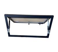 Fenêtre Métallique Rabattable à 90° avec Tiges de Support, Fenêtre Pliante en Verre Trempé, Fenêtres Extérieures pour Cuisine, Salle de Bain, Café(Black,23.6x19.6in/60x50cm)