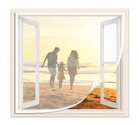 Fenêtre moustiquaire 75x80cm Filet anti-insectes renforcé pour porte de balcon,moustiquaire sans perçage,rideau anti-insectes pour porte de balcon,porte patio,Blanc