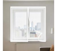 Fenêtre Moustiquaire Magnétique 125 x 60 cm Aimants Puissants Fermeture Rideaux Anti Mouche Sans Espace, Amovible, Facile à Installer Adaptée à Toutes Fenêtres, Blanc