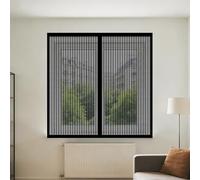 Fenêtre Moustiquaire Magnétique 60 x 170 cm Perçage Maille Ultra Fine Aimantée Auto Adhésif en Maille Installation Facile pour Balcon, Chambre et Salon, Noir