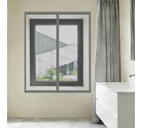 Fenêtre Moustiquaire Magnétique 90 x 120 cm Automatiquementfermé, Sans Percer Rideau de Porte Antimoustique Amovible, Facile à Installer pour Chambre, Couloirs, Porte Patio, Gris