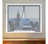 Fenêtre Moustiquaire Magnétique 95 x 95 cm Aimants Puissants Fermeture Moustiquaire Fenetre Sans Perçage Amovible, Facile à Installer Adaptée à Toutes Fenêtres, Gris