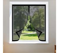 Fenêtre Moustiquaire Magnétique 95 x 95 cm Automatiquementfermé, Sans Percer Anti Mosquito Auto Adhésif Rideau Amovible, Facile à Installer pour Balcon, Chambre et Salon, Noir