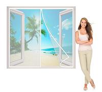 Fenêtre Moustiquaire Magnétique Rideau Mailles Anti Moustique Mouche, 75x120 cm Fermeture Automatique Aimant Empêche de Passer Bestioles pour Fenêtre, Balcon, Blanc P