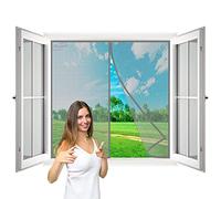 Fenêtre Moustiquaire Réversible à Ouverture Latérale Gauche et Droit en Fibre de Verre Maille Bande Scratch Anti insectes, 80x135 cm Mains Libres, Facile à installer- Gris H