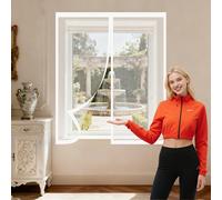 Fenêtre Moustiquaire Rideau Moustiquaire 100 x 115 cm Aimants Puissants Fermeture Fermeture Automatique Rideau Porte Installation Facile pour Chambre, Couloirs, Porte Patio, Blanc