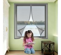 Fenêtre Moustiquaire Rideau Moustiquaire 75 x 105 cm Automatiquementfermé, Sans Percer Filet Anti Insectes Amovible, Facile à Installer Adaptée à Toutes Fenêtres, Gris