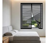 Fenêtre Moustiquaire Rideau Moustiquaire 75 x 105 cm Perçage Maille Ultra Fine Porte Fenêtre Magnétique Installation Facile pour Balcon, Chambre et Salon, Noir