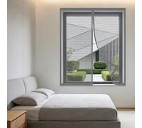 Fenêtre Moustiquaire Rideau Moustiquaire 75 x 105 cm Perçage Maille Ultra Fine Porte Fenêtre Magnétique Installation Facile pour Balcon, Chambre et Salon, Gris