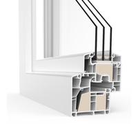 Fenêtre passive, PVC, aluplast, energeto® 8000 ED, blanc, 1 vantail, vitrage fixe, 510 x 510 mm, configuration personnalisée
