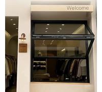 Fenêtre Pliable en Aluminium, Fenêtre Coulissante Double avec Cadre Inférieur, Fenêtre De Service avec Verrou, Fenêtre Coulissante en Verre Trempé pour Café(Black,WxH 28x50in/71x127cm)